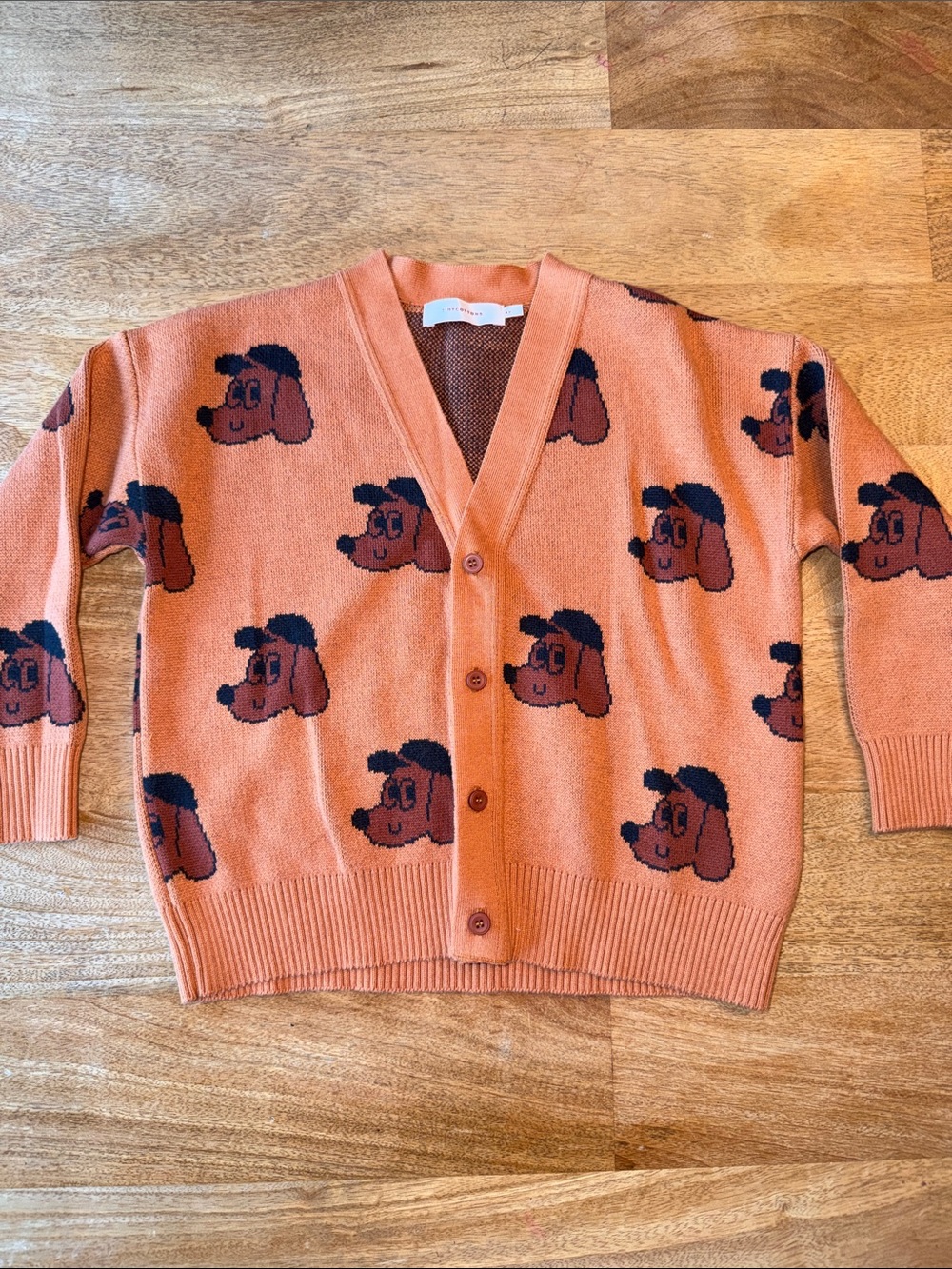Kids' Dusty Rose Dog-Print Button Cardigan
